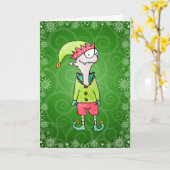 Grappige Elf Kerstkaart Kaart (Gele Bloem)