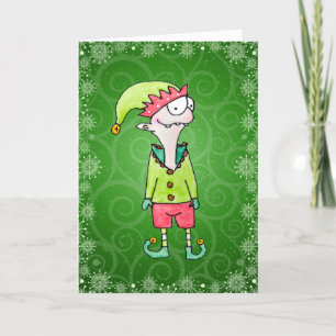 Grappige Elf Kerstkaart Kaart