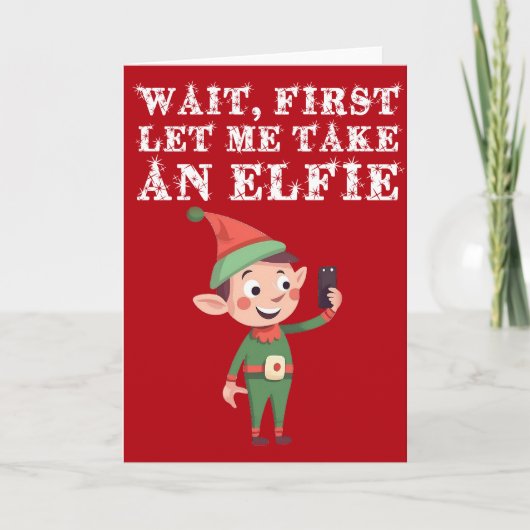 Grappige Elf Kerstwoordspeling laat me een elfie n Kaart (Voorkant)