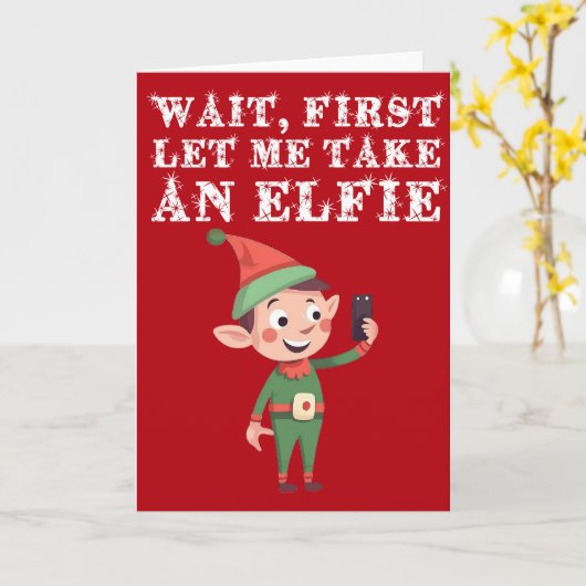Grappige Elf Kerstwoordspeling laat me een elfie n Kaart (Gele Bloem)