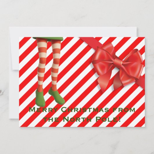 Grappige Elf Legs Kerstkaart | Noordpool Schelmens (Voorkant)