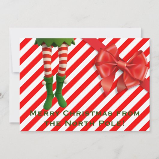 Grappige Elf Legs Kerstkaart | Noordpool Schelmens (Voorkant)