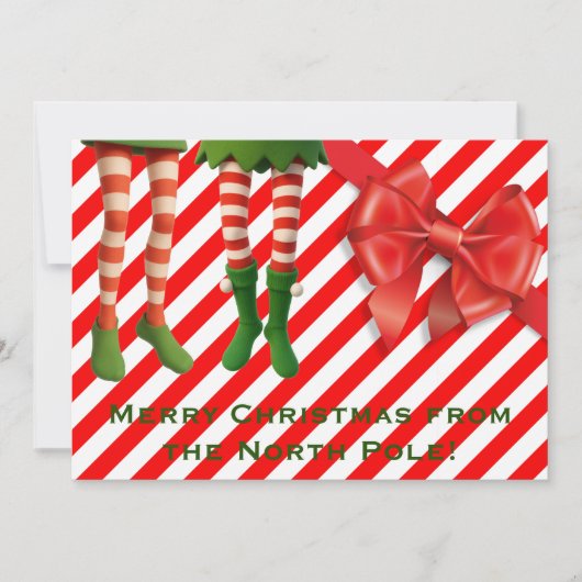 Grappige Elf Legs Kerstkaart | Noordpool Schelmens (Voorkant)