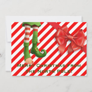 Grappige Elf Legs Kerstkaart   Noordpool Schelmens