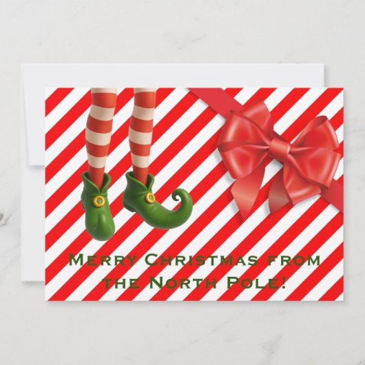 Grappige Elf Legs Kerstkaart | Noordpool Schelmens (Voorkant)