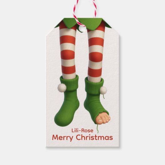 Grappige Elf Legs | Noordpool Streken Inpakpapier Cadeaulabel (Voorkant)