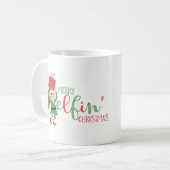 Grappige Elf Merry Elfin' Christmas Koffiemok (Voorkant links)