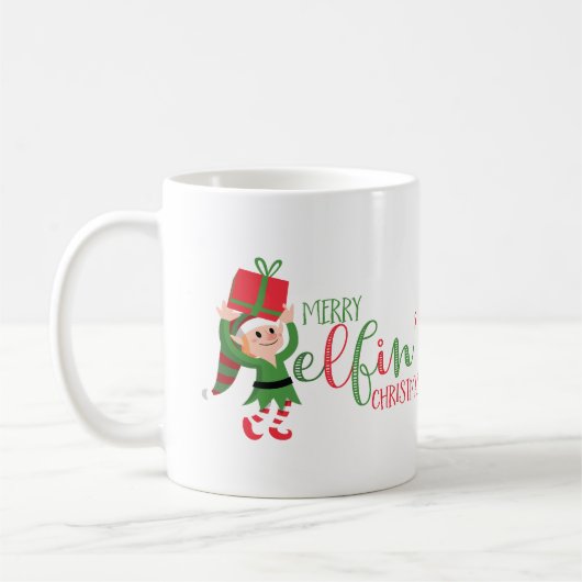 Grappige Elf Merry Elfin' Christmas Koffiemok (Links)