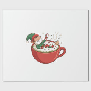 Grappige Elf neemt Bathub op Matcha Drink Cadeaupapier