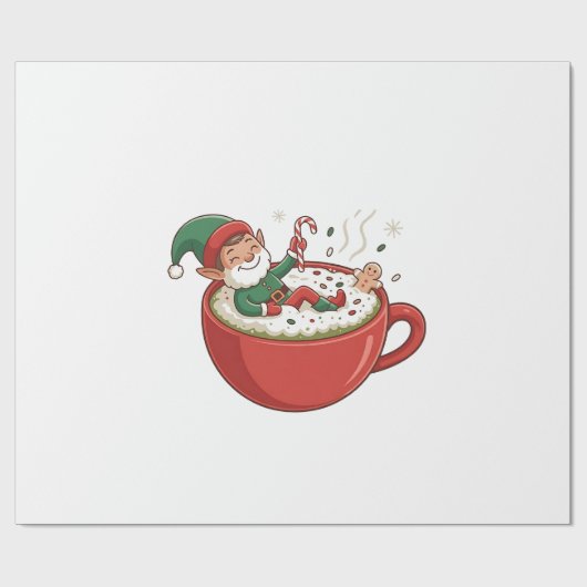 Grappige Elf neemt Bathub op Matcha Drink Cadeaupapier (Vlak)