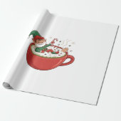 Grappige Elf neemt Bathub op Matcha Drink Cadeaupapier (Uitgerold)