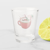 Grappige Elf neemt Bathub op Matcha Drink Shot Glas (Achterkant)