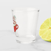 Grappige Elf neemt Bathub op Matcha Drink Shot Glas (Rechts)