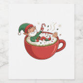 Grappige Elf neemt Bathub op Matcha Drink Wijn Etiket (Enkel label)