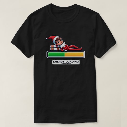 Grappige Elf Ontspannen op Progress Bar Loading En T-shirt (Design voorkant)