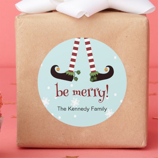 Grappige Elf Ronde Kerststickers Sticker