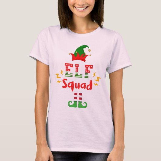 Grappige Elf Squad Kerstmis Matching T-shirt (Voorkant)