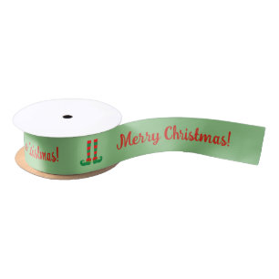 Grappige elf voeten satijnen kerstlint voor cadeau lint