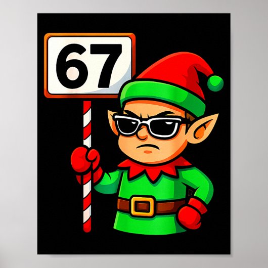 Grappige Elf Zes Zeven 6 7 Meme Kerst Kleding 67 Poster (Voorkant)