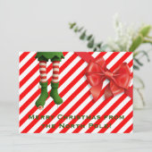 Grappige Elfenbenen Kerstkaart | Noordpool Schelme (Staand voorkant)