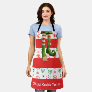 Grappige Elfenbenen Kerstpret Schort van de Noor
