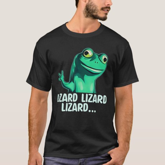 Grappige Elio Lizard Button Meme T-shirt (Voorkant)