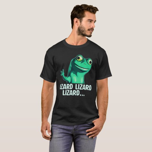 Grappige Elio Lizard Button Meme T-shirt (Voorkant volledig)