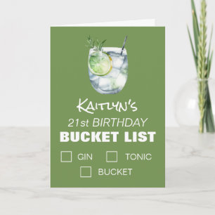 Grappige emmerlijst voor Gin en Tonic, verjaardags Kaart
