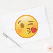 Grappige emoji glanzende ronde sticker (Envelop)