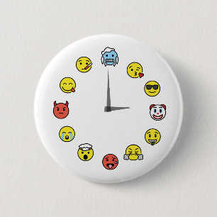 Grappige Emoji Klok Pin Button