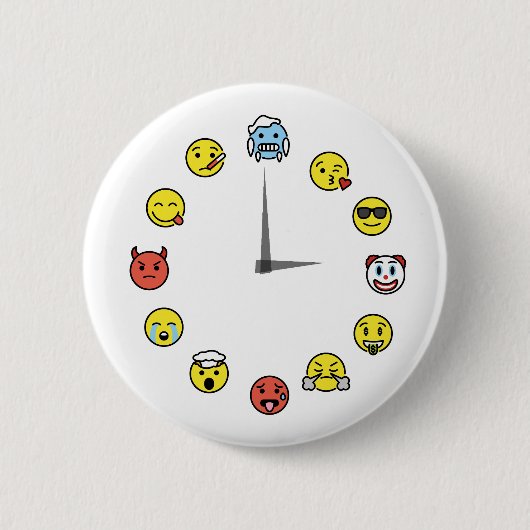 Grappige Emoji Klok Pin Button (Voorkant)