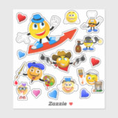 Grappige emoji personages Custom-Cut Vinyl Sticker (Vel)