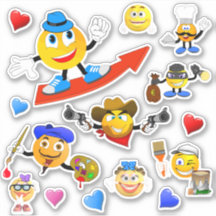 Grappige emoji personages Custom-Cut Vinyl Sticker