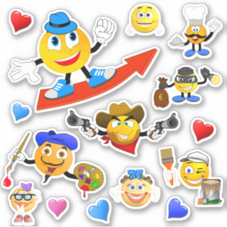 Grappige emoji personages Custom-Cut Vinyl Sticker