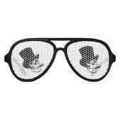 GRAPPIGE EMOJI. SCHEDEL ROKEN MET EEN PET AVIATOR ZONNEBRIL (Voorkant)