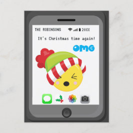 Grappige Emoji-thema Prettig Kerst Groet Aankondigingskaart