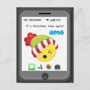 Grappige Emoji-thema Prettig Kerst Groet Aankondigingskaart