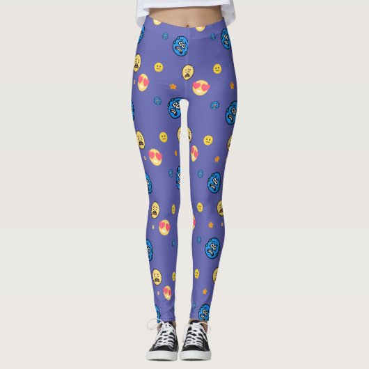 Grappige emoji's van veel emoties op de achtergron leggings (Voorkant)