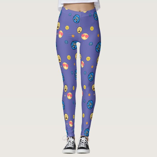 Grappige emoji's van veel emoties op de achtergron leggings (Voorkant)