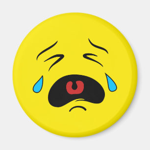 Grappige Emoticon Super Sad Gezicht Huilende Emoji Magneet
