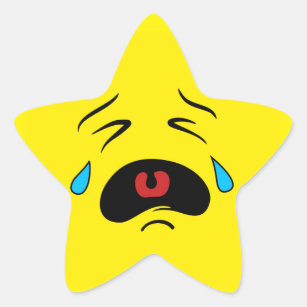 Grappige Emoticon Super Sad Gezicht Huilende Emoji Ster Sticker