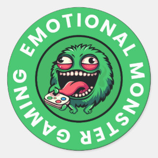 Grappige Emotionele Monster Gaming Ronde Sticker