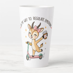 Grappige emotionele regulatie gazelle met koffie latte mok