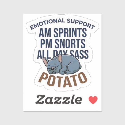 Grappige Emotionele Steun Aardappel Franse Bulldog Sticker (Vel)