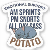 Grappige Emotionele Steun Aardappel Franse Bulldog Sticker (Voorkant)