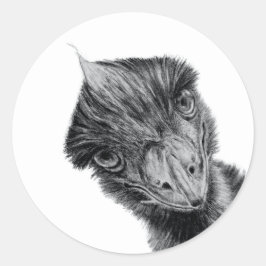 Grappige Emu Gezicht Sticker | Zwart-wit Vogel Kun