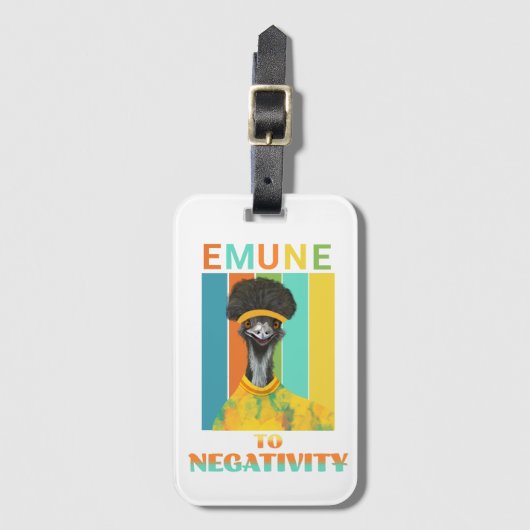 Grappige Emu Vogelwoordspeling - Emune naar Negati Bagagelabel (Voorkant (verticaal))