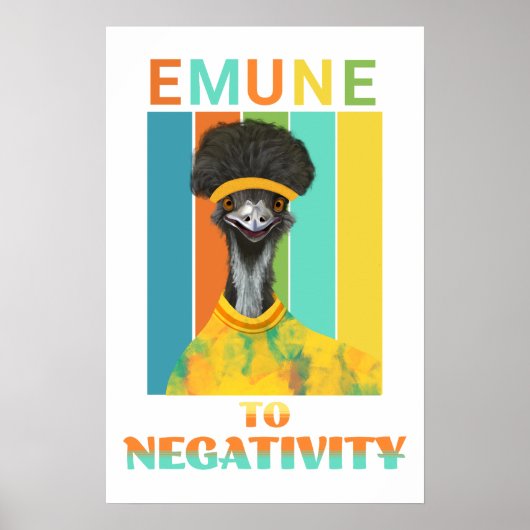 Grappige Emu Vogelwoordspeling - Emune naar Negati Poster (Voorkant)