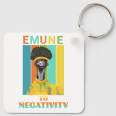 Grappige Emu Vogelwoordspeling - Emune naar Negati Sleutelhanger (Achterkant)