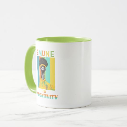 Grappige EMU woordspeling - Emune voor negativitei Mok (Voorkant links)